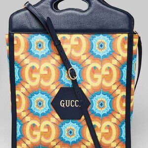 Gucci Blue/Multicolor Coated Canvas/Leather 100 Large Ophidia Tote Bag
